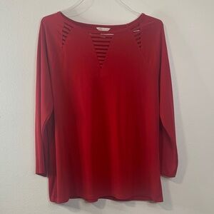 Cato Red Long Sleeve Top with Cut-Out Design